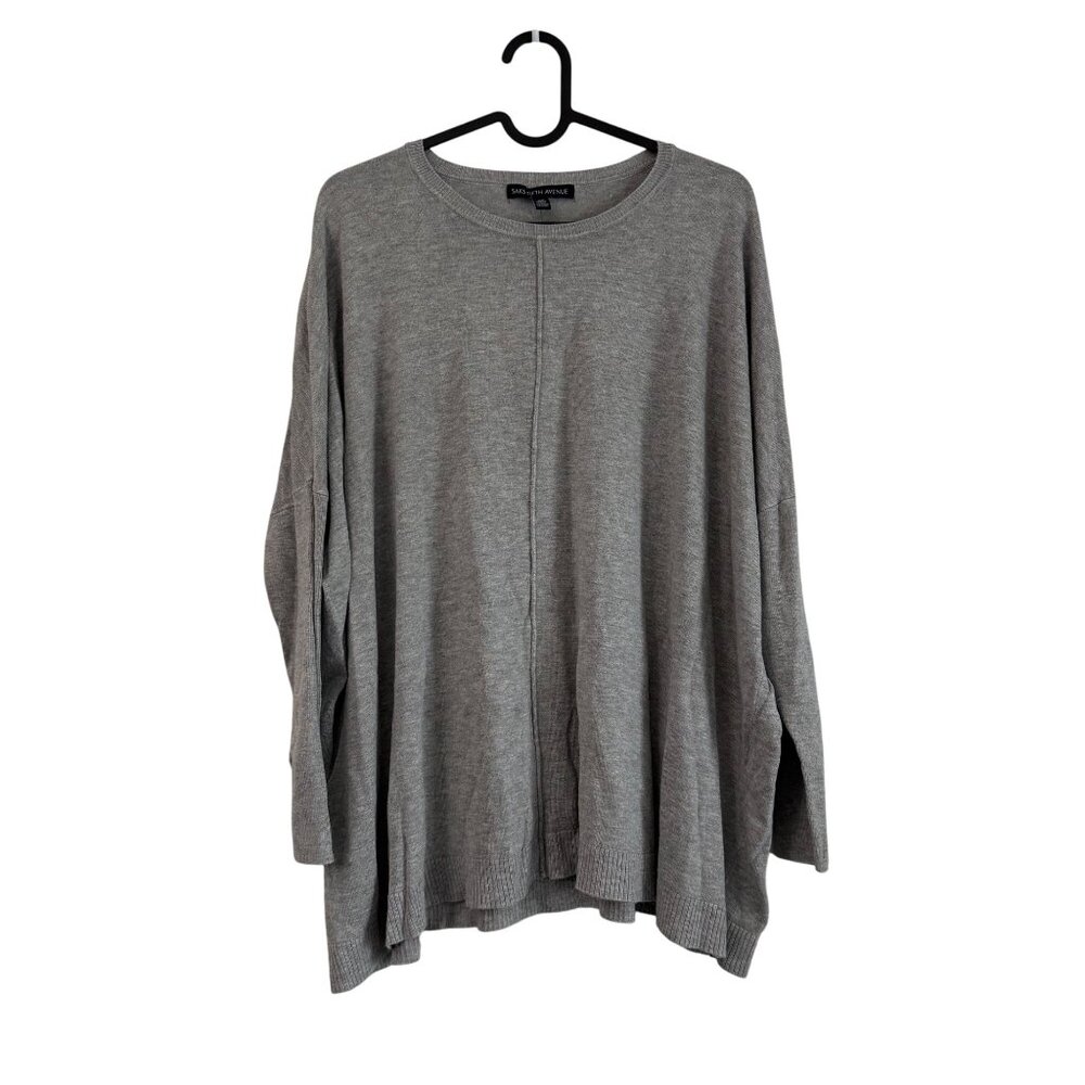 Saks Fifth Avenue Gray Minimal Stretch Front Seam Dolman Sweater Womens Medium